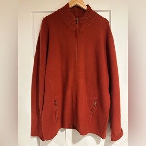 SmartWool Full Zip Merino Wool Sweater With Zippered Pockets Brick Red Men’s XL
